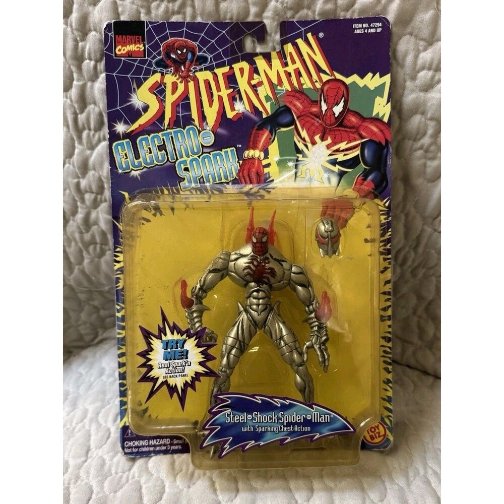 Vintage 1997 Toy Biz Spider-Man Electro-Spark Steel-Shock Action Figure MOC New